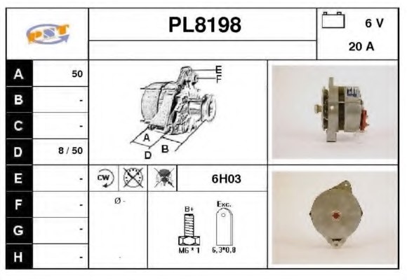 SNRA PL8198 Alternator